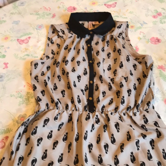 Dress Club Dresses & Skirts - Tan dress with black kitty cats